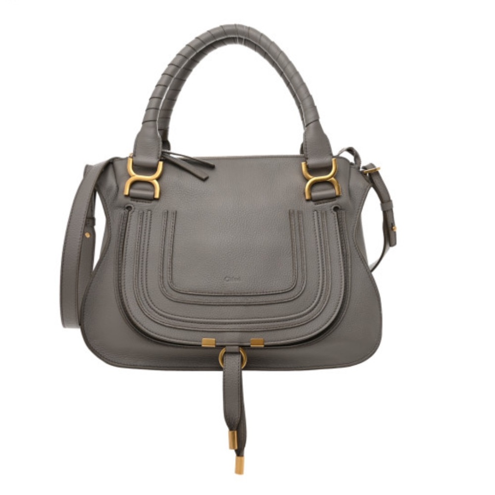 CHLOE Calfskin Medium Marcie Satchel Cashmere Grey
